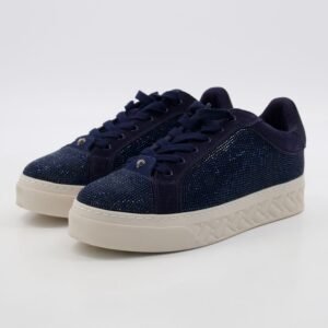 Kurt Geiger Kensington Cupsole Trainers Navy Glitter Platform Low Top Women