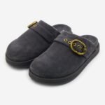 Kurt Geiger Mules Mayfair Women's Dark Grey Suede Slip On Flat Shoes