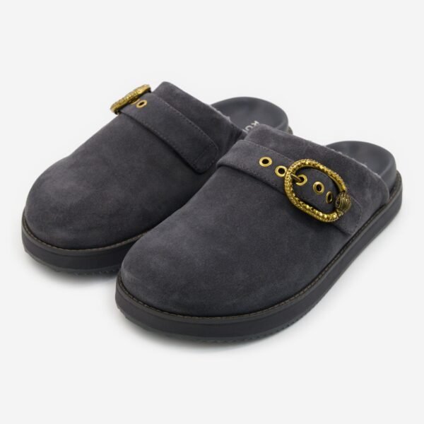 Kurt Geiger Mules Mayfair Women's Dark Grey Suede Slip On Flat Shoes