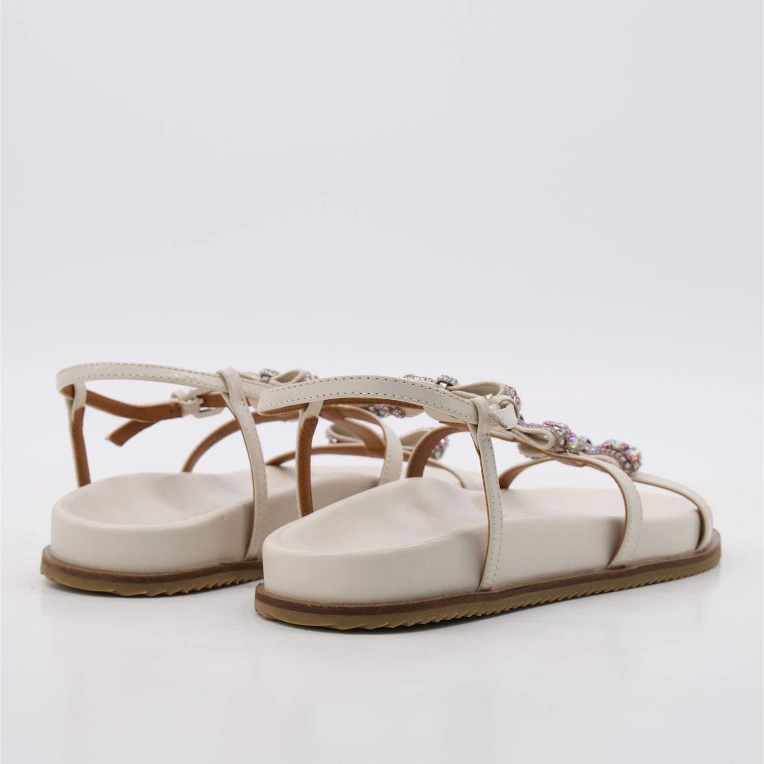 Kurt Geiger Pierra Sandals White Leather Crystal Bow Eagle Head Flat Shoes 6 25232314 large wl 02
