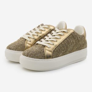 Kurt Geiger Trainers Laney Gold Crystal Embellished Platform Women's Shoes