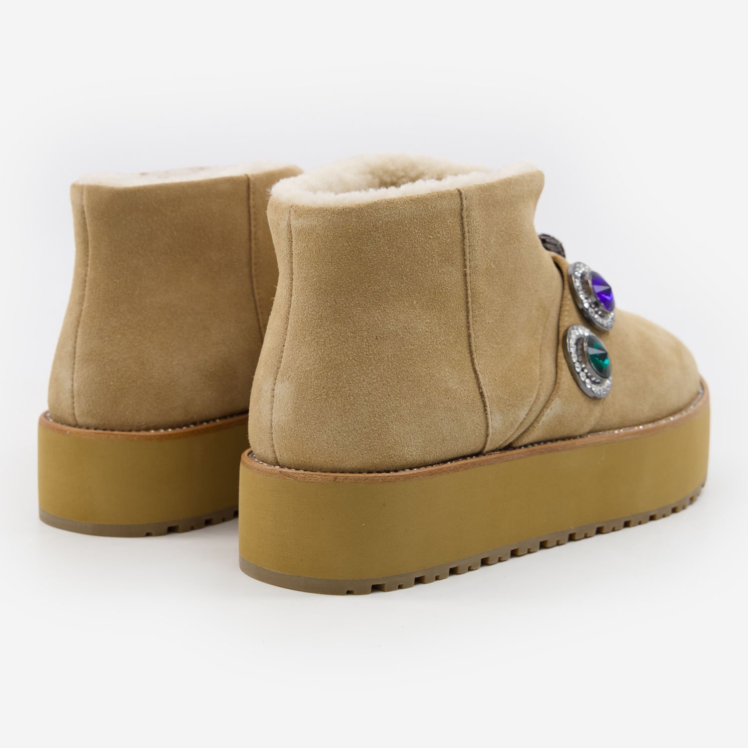 Kurt Geiger Octavia Ankle Boots Beige Suede Teddy Jewelled Platform Women's 7 25239855 large wl 02