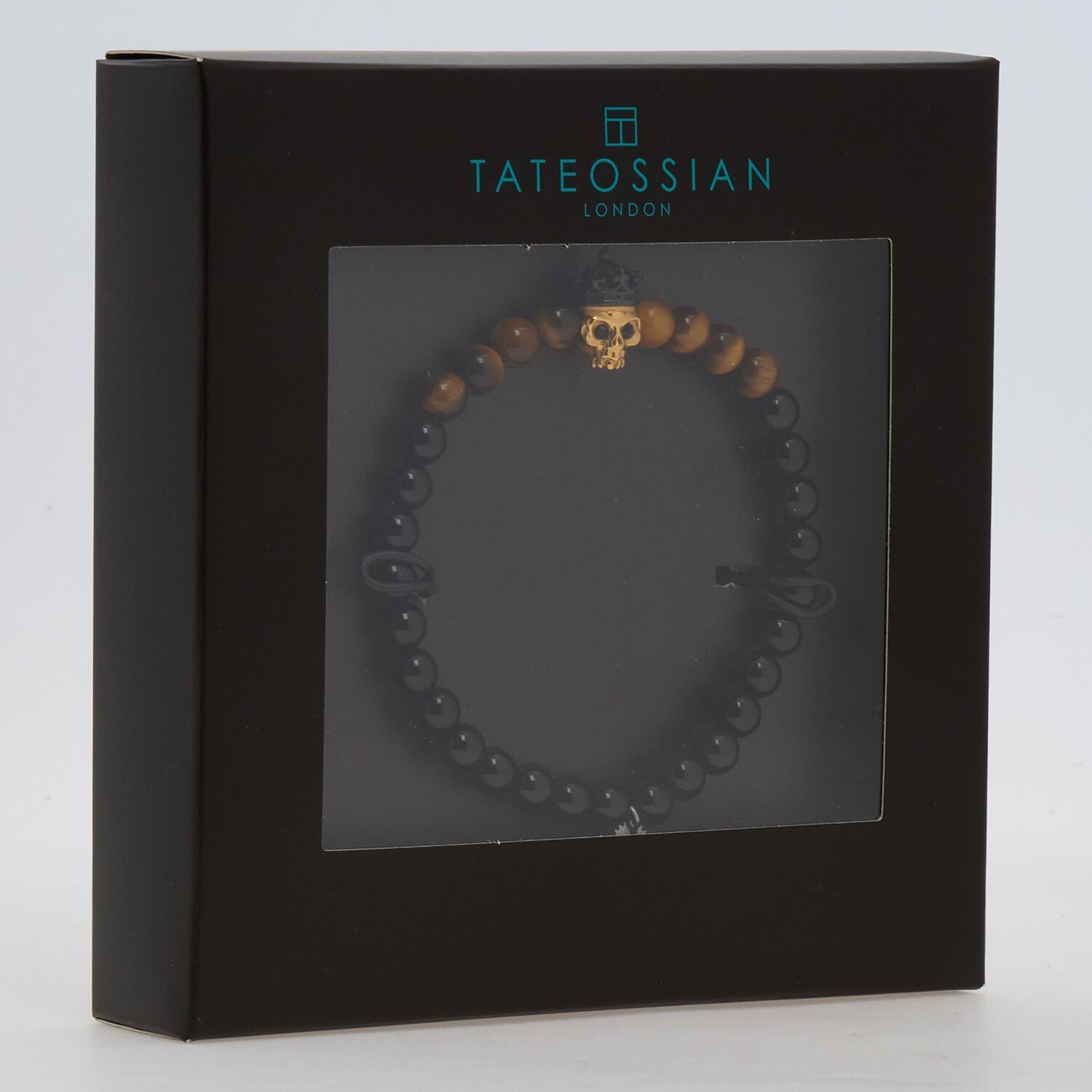 Tateossian Bead Bracelet Black Agate Brown Tiger Eye Skull Gold Tone BR1293 4 76093749 large wl 02