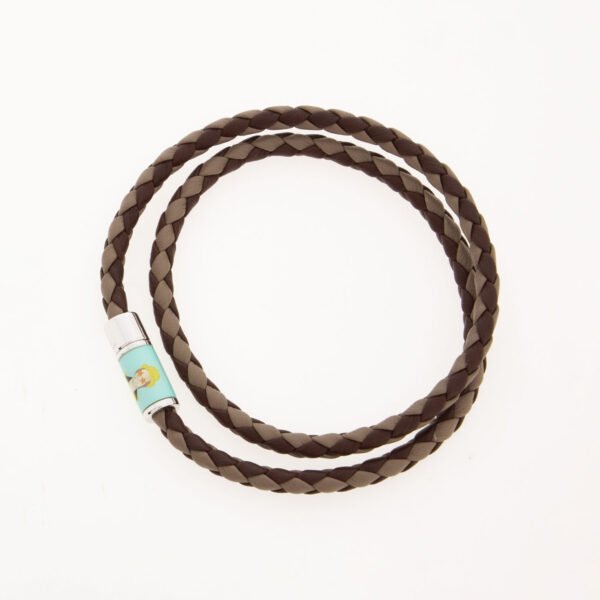 Tateossian Bracelet Elton John Rocketman Braided Leather Brown Beige