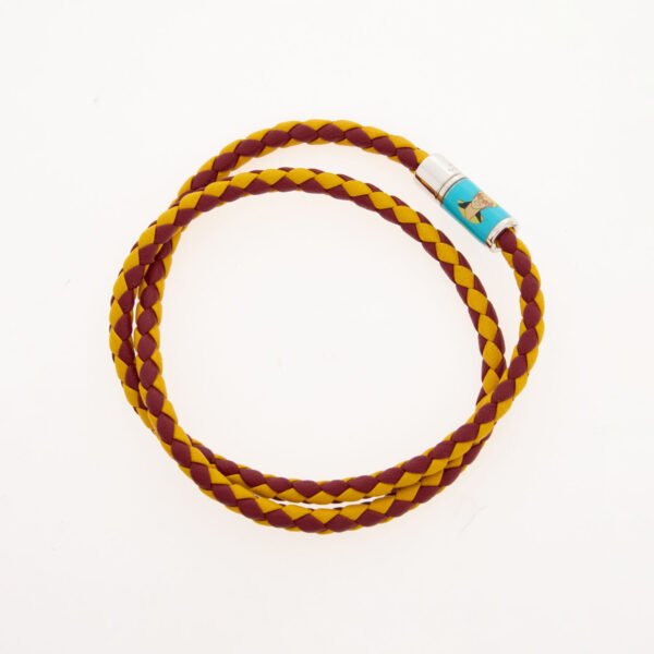 Tateossian Elton John Leather Braided Double Wrap Men's Bracelet Red Yellow