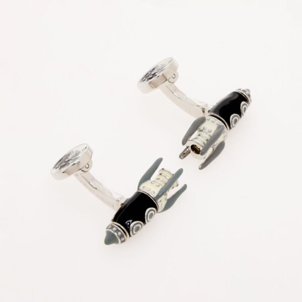 Tateossian Rocketman Cufflinks Elton John Black Silver Enamel