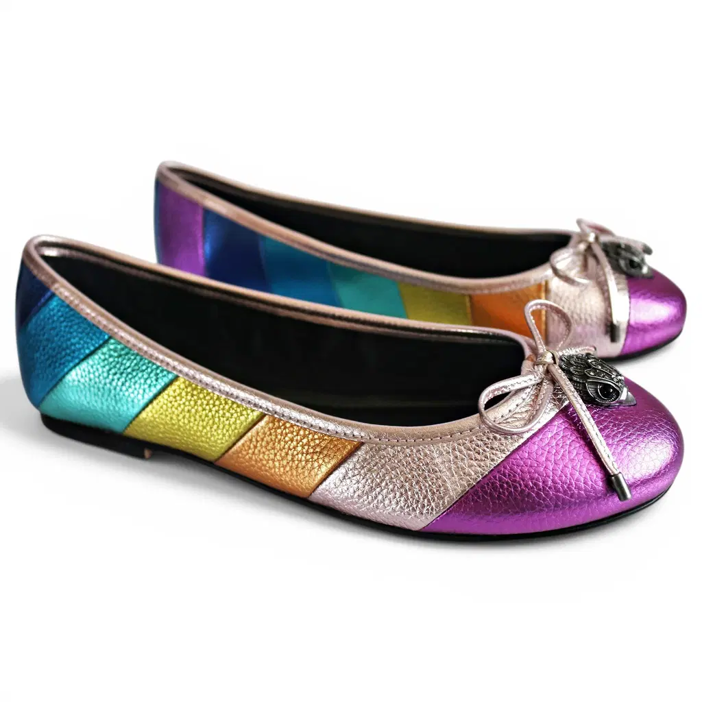 Kurt Geiger Ballet Flats Multicolour Metallic Leather Eagle Bow Slip On Shoes 11 multicolour leather kurt geiger ballet flats 69452571 1 2