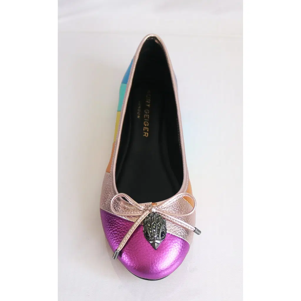 Kurt Geiger Ballet Flats Multicolour Metallic Leather Eagle Bow Slip On Shoes 6 multicolour leather kurt geiger ballet flats 69452571 6 2