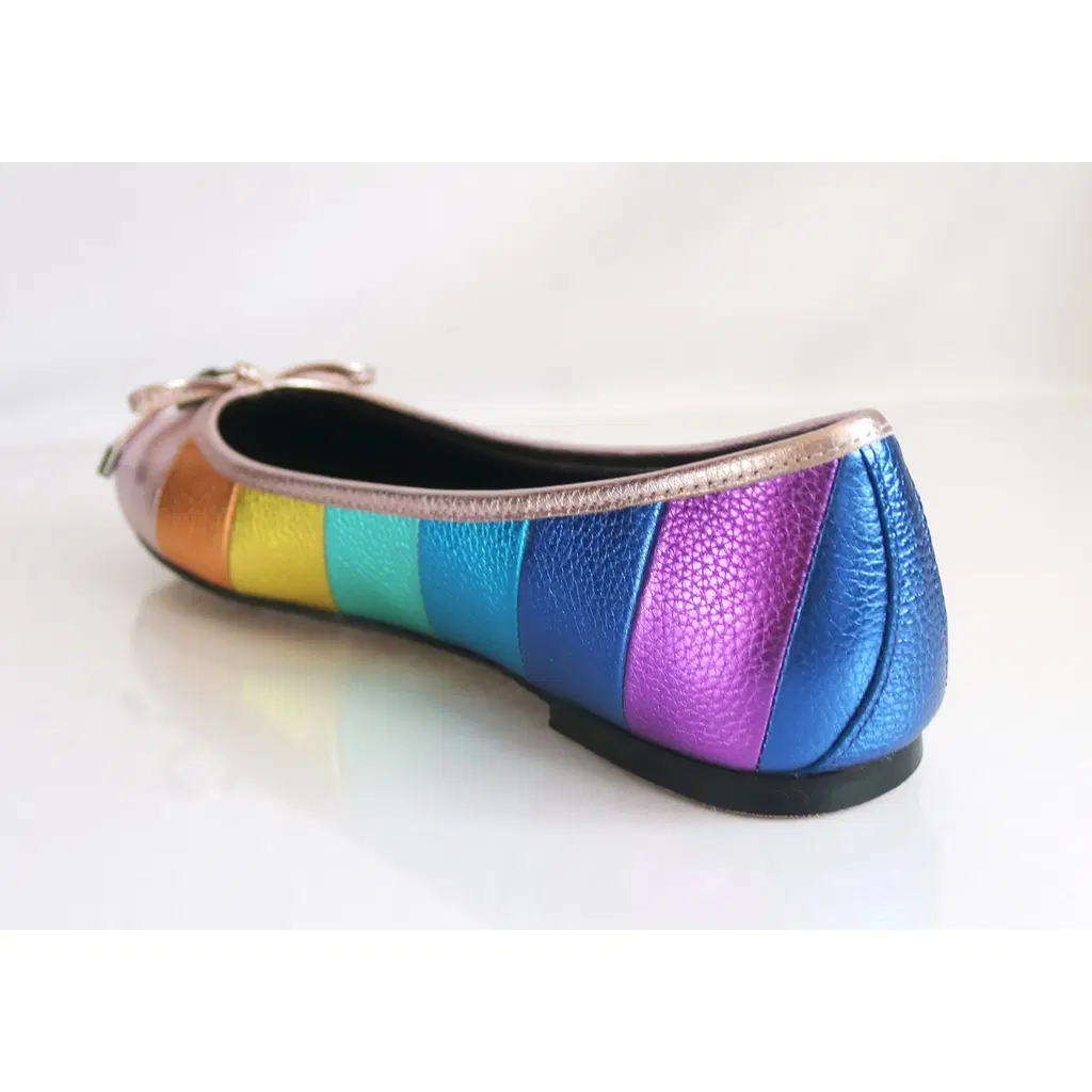 Kurt Geiger Ballet Flats Multicolour Metallic Leather Eagle Bow Slip On Shoes 8 multicolour leather kurt geiger ballet flats 69452571 7 2