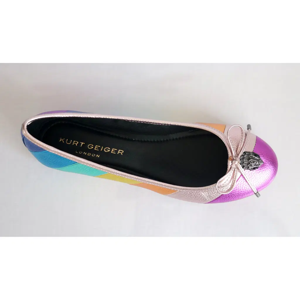 Kurt Geiger Ballet Flats Multicolour Metallic Leather Eagle Bow Slip On Shoes 7 multicolour leather kurt geiger ballet flats 69452571 8 2
