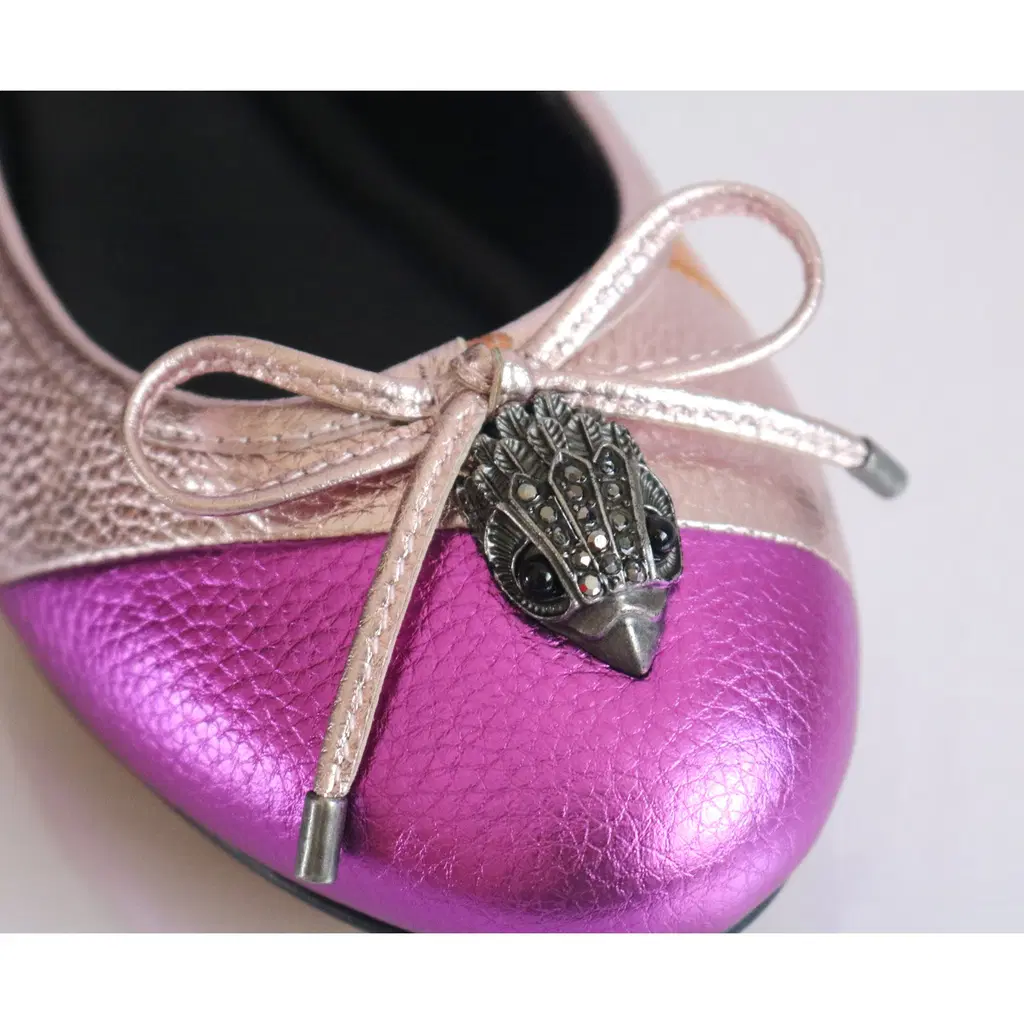 Kurt Geiger Ballet Flats Multicolour Metallic Leather Eagle Bow Slip On Shoes 9 multicolour leather kurt geiger ballet flats 69452571 9 2