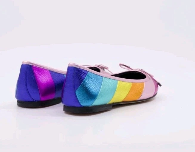 Kurt Geiger Ballet Flats Multicolour Metallic Leather Eagle Bow Slip On Shoes 14 s l1600