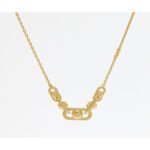 Close-up of Michael Kors Astor Link necklace and logo chain detail