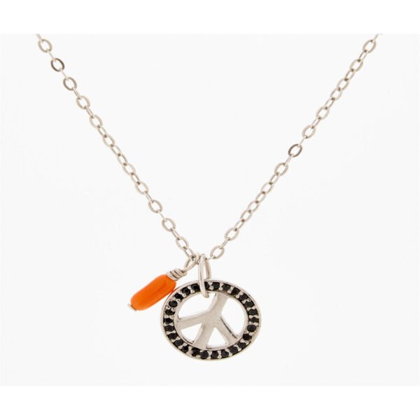 Tateossian Peace Necklace Sterling Silver Black Spinel
