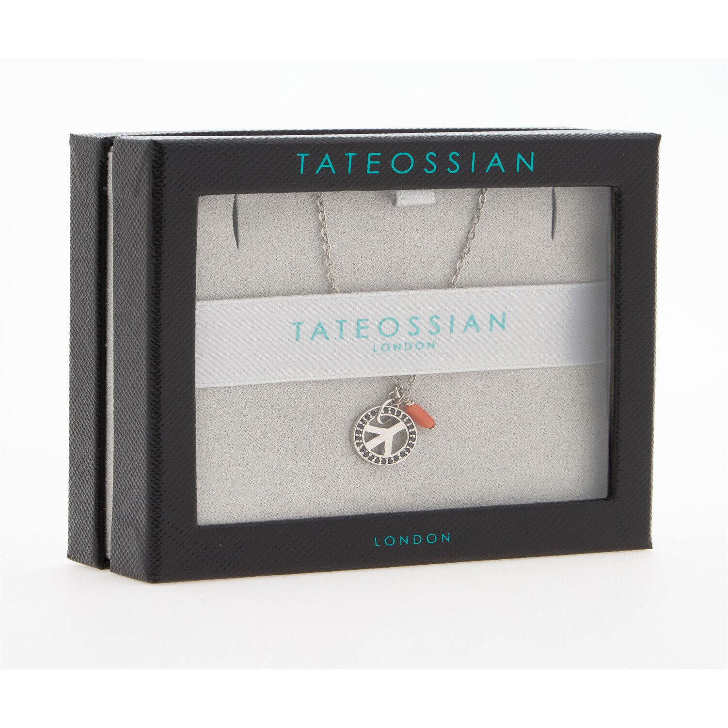 Tateossian Peace Necklace Sterling Silver Black Spinel 4 Tateossian peace necklace presented in its original boxed packaging