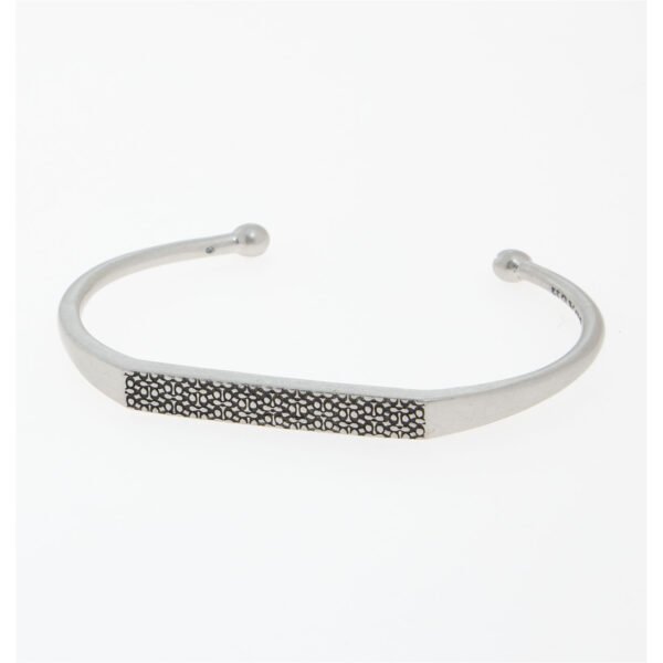 Coach sterling silver cuff bracelet with textured Signature C panel
