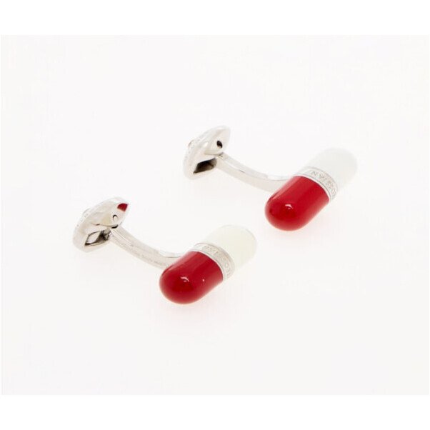 Tateossian Pill Cufflinks Elton John Red White Enamel Turquoise 3 Tateossian red white enamel pill cufflinks with swivel bar backs