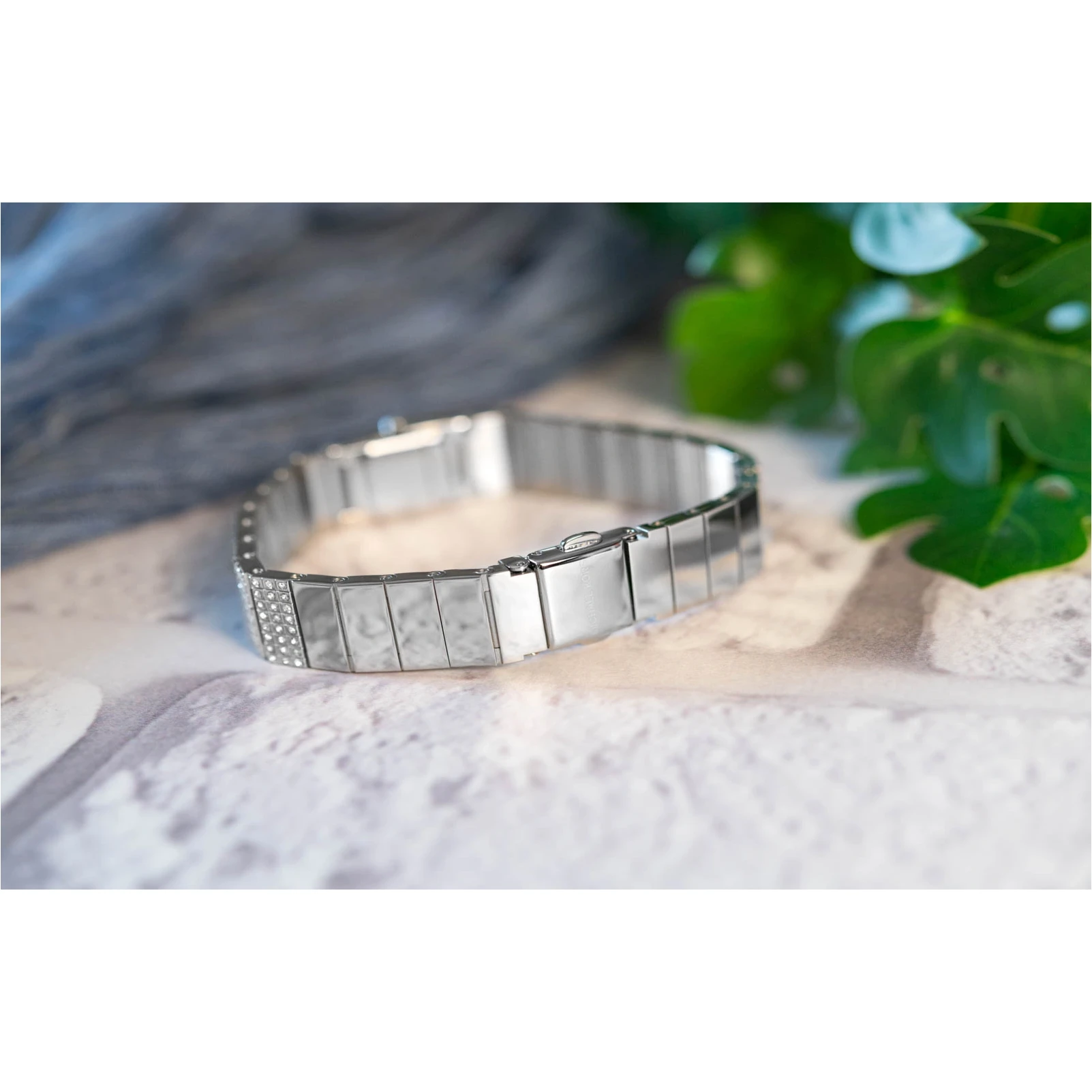 Michael Kors Women's Watch Mini Darrington MK4886 Silver Pavé Bracelet 4 Michael Kors MK4886 Mini Darrington pavé bracelet watch shown from the back