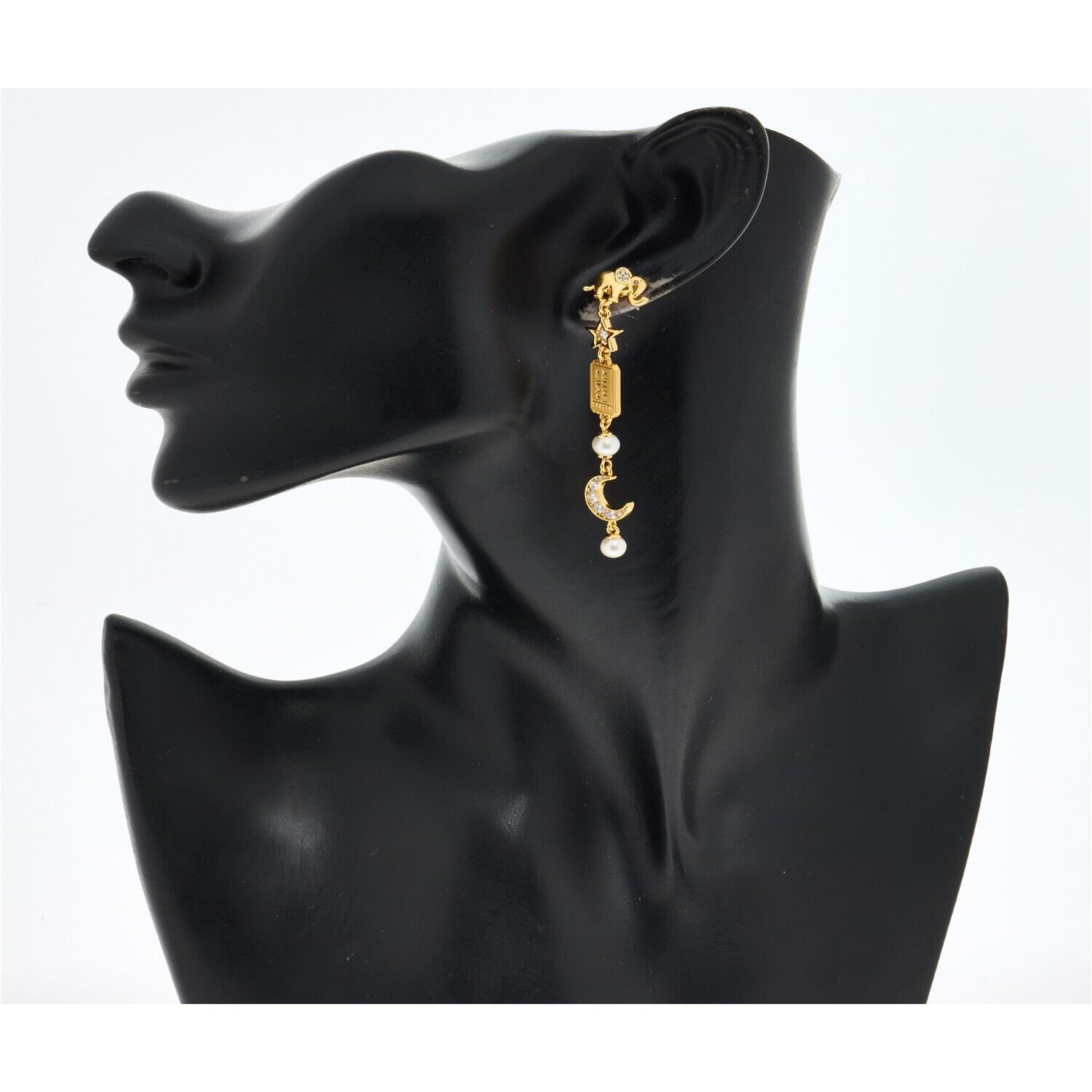kate spade Earrings Winter Carnival Charm Linear Drop Gold-Tone 3 Gold-tone kate spade Winter Carnival linear drop earring worn on a display bust