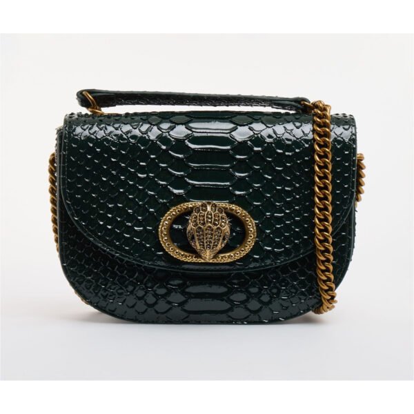Kurt Geiger Crossbody Bag Chelsea Saddle Dark Green Snake Print