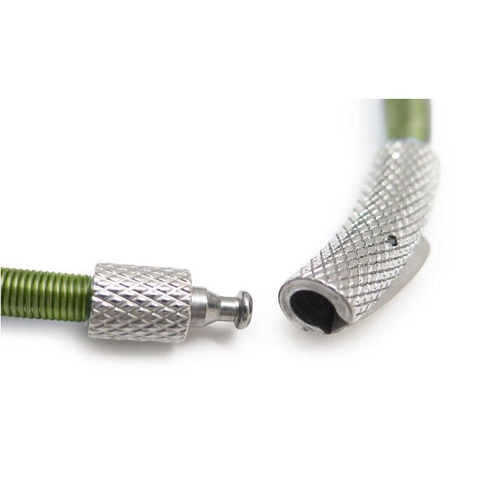 Tateossian Bracelet Seta Etched Click Green Nylon Wire Stainless Steel BR3924 3 Tateossian BR3924 silver-tone diamond-pattern clasp detail