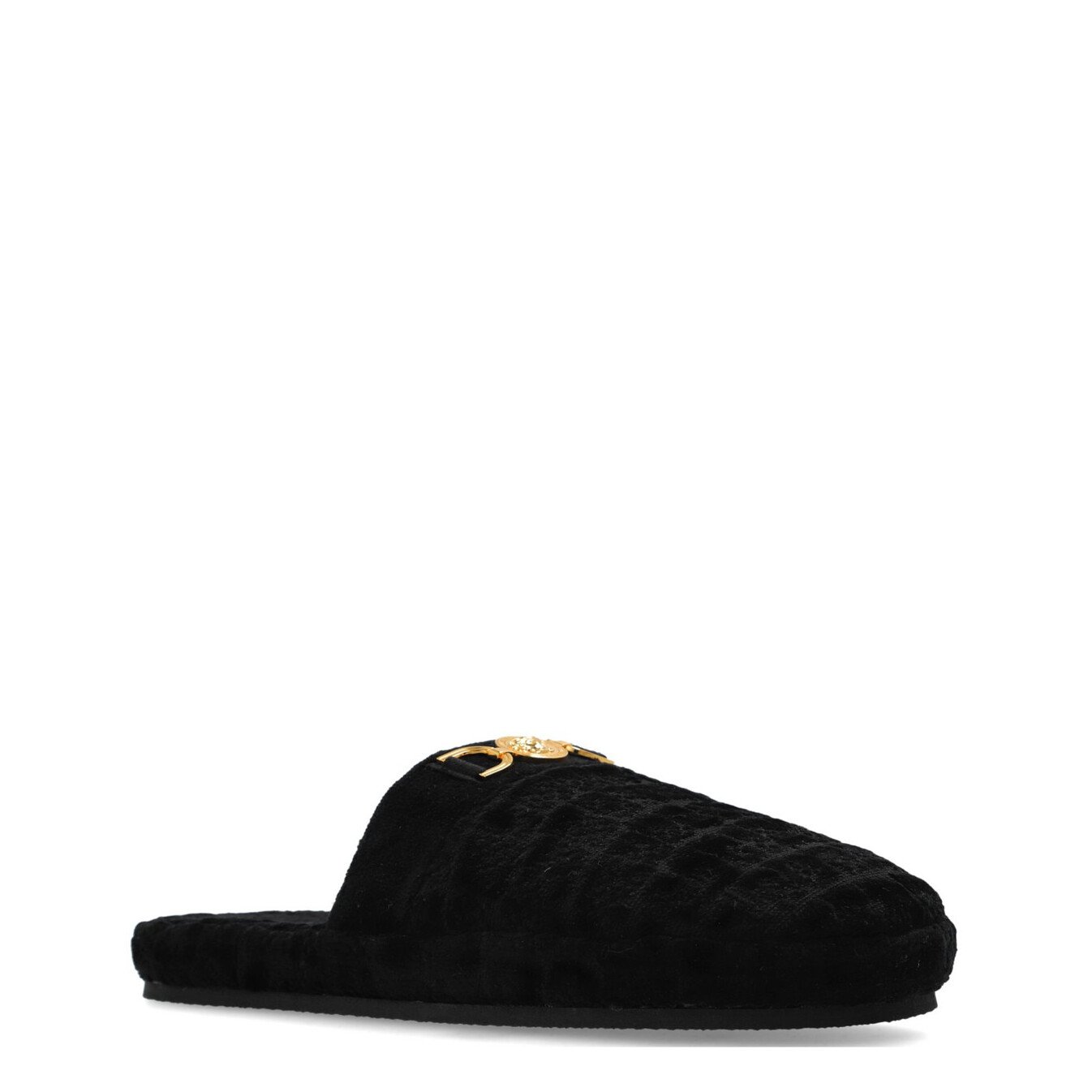 Versace Icon Medusa '95 Black Cotton Terry Slippers EU 37 6 Black Versace Icon slipper profile with textured upper