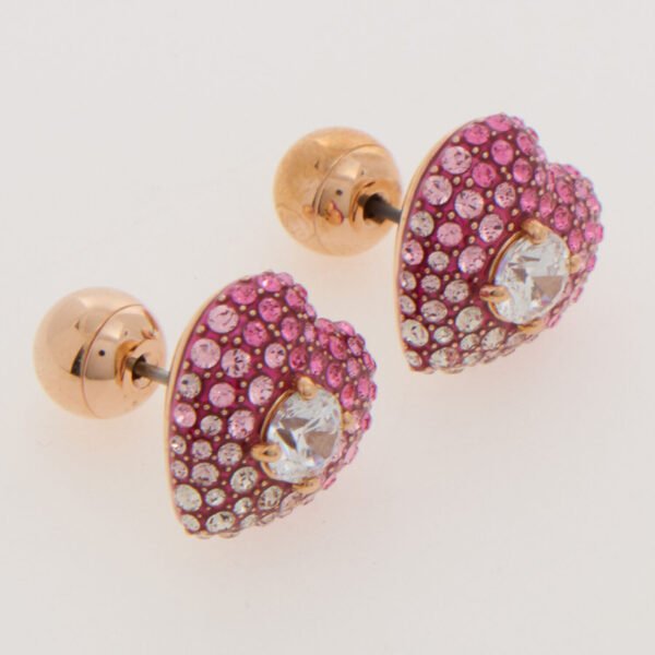 Swarovski Earrings Idyllia Heart Studs Pink Rose Gold Tone