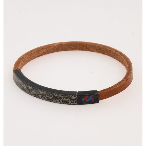 Tateossian Bracelet Grateful Dead Skull Brown Leather 18cm BR3924