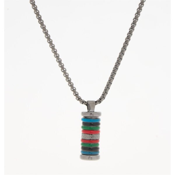 Tateossian Necklace Tokyo Rings Cylinder Multicolour Enamel NL2335