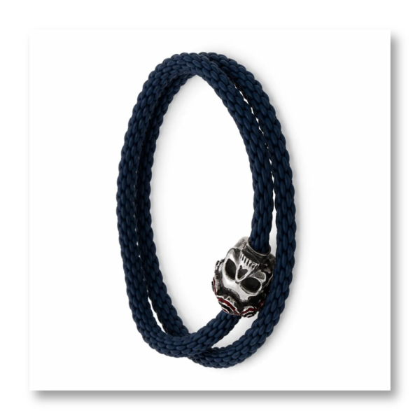 Tateossian Bracelet Gothic Skull Pop Rubber Navy Medium PBL0155