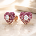 Swarovski Earrings Idyllia Heart Studs Pink Rose Gold Tone