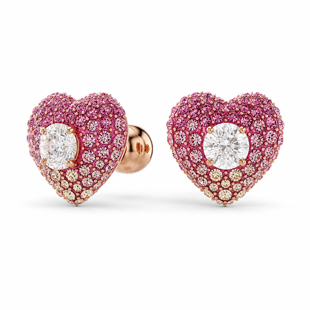 Swarovski Earrings Idyllia Heart Studs Pink Rose Gold Tone 7 fos 45569 studio 5