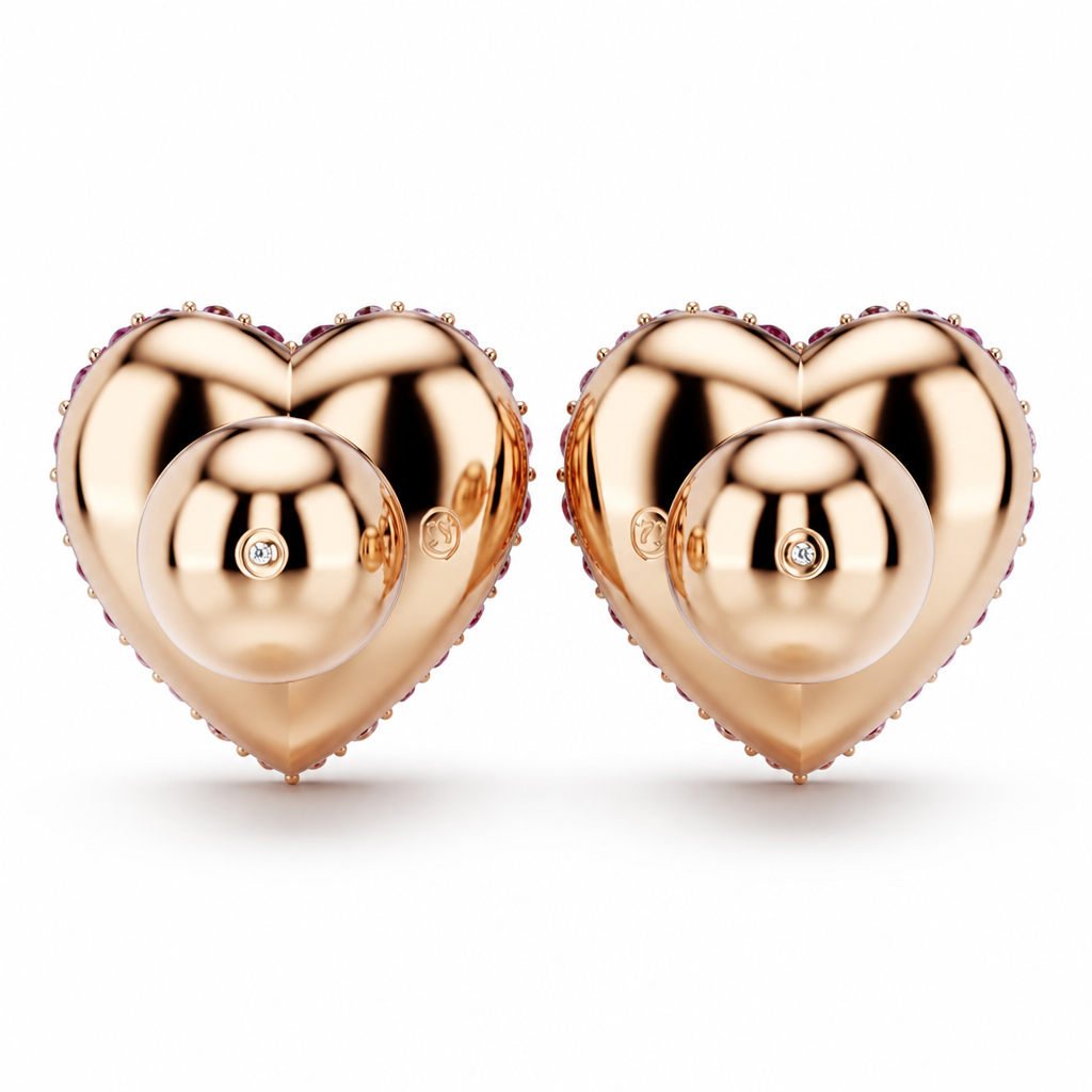 Swarovski Earrings Idyllia Heart Studs Pink Rose Gold Tone 9 fos 45569 studio 6