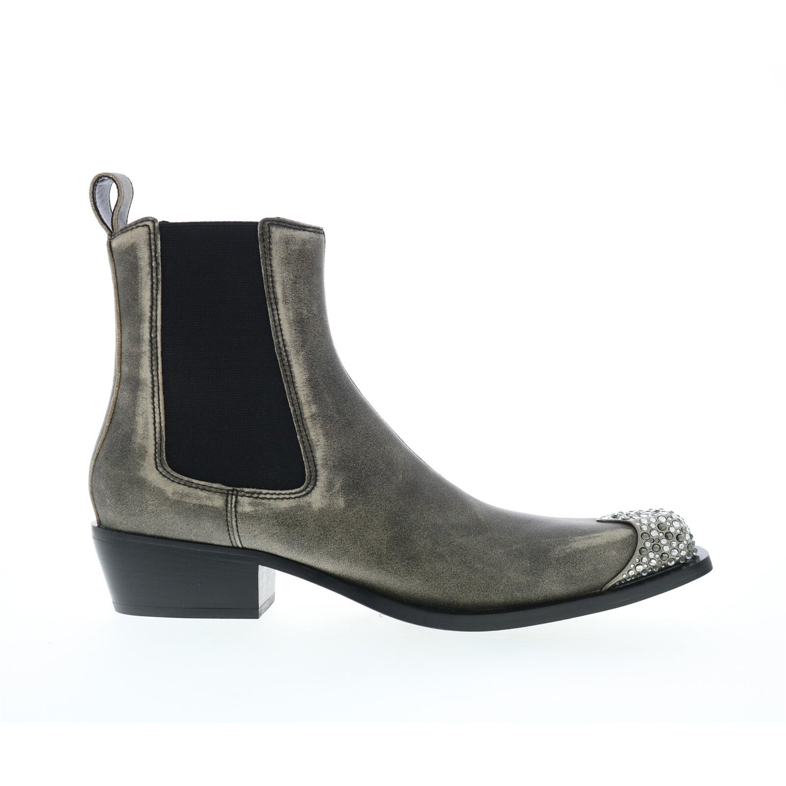 Diesel Ankle Boots D-Calamity Ab Crystal Toe Cap Brown/Grey 1 Diesel D-Calamity Ab gray ankle boot with crystal toe cap and Cuban heel