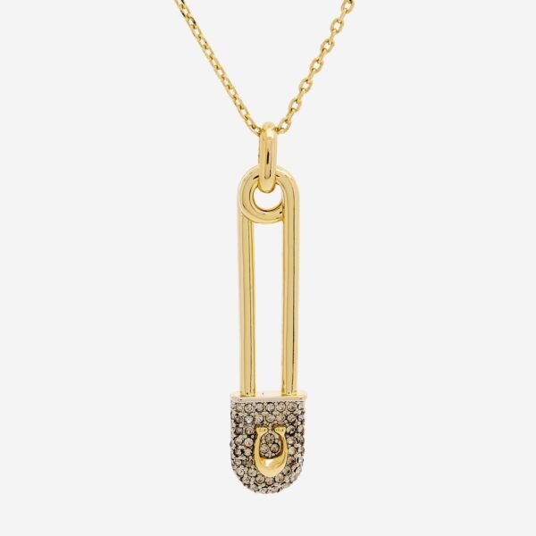 COACH Stone Signature Gold Tone Pin Pendant Necklace, Coach box sold separately