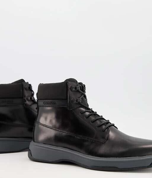Calvin Klein phyfe lace up boots in black leather B4F1173 Shoes