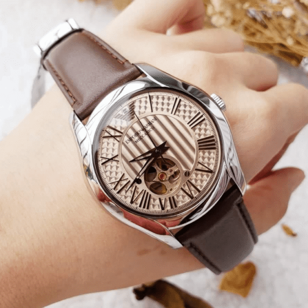 Emporio Armani Open Heart Automatic Brown Leather Watch AR60017