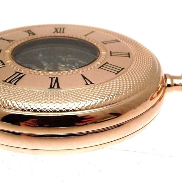 Half Hunter Plated Skeleton Rose Gold Pocket Watch 1099992
