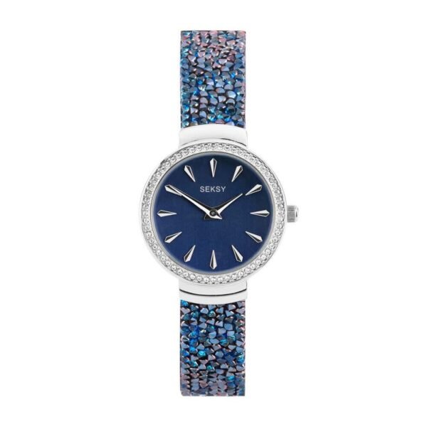 Seksy Ladies Blue Dial and Blue Leather Strap Watch 2907