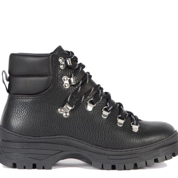 BARBOUR WOMEN'S GEORGIA BLACK LEATHER HIKER BOOTS SHOES LFO0462BK11