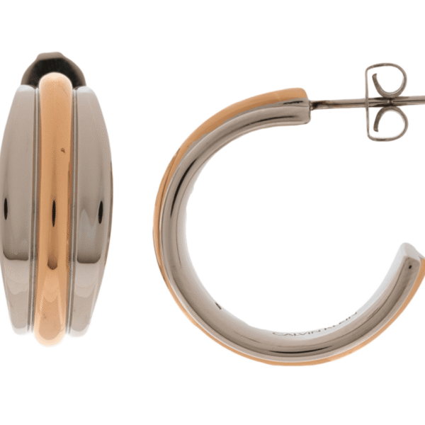 CALVIN KLEIN SILVER ROSE GOLD HOOP SLINKY EARRINGS KJCZPE200100