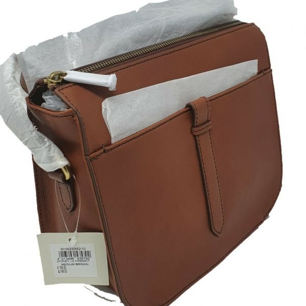 FOSSIL Brown Leather Cross Body Bag multiple compartments 22 x 25 x 9cm