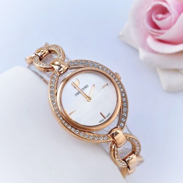 Swarovski Stella Watch, Metal bracelet, White, Rose-gold tone 5470415