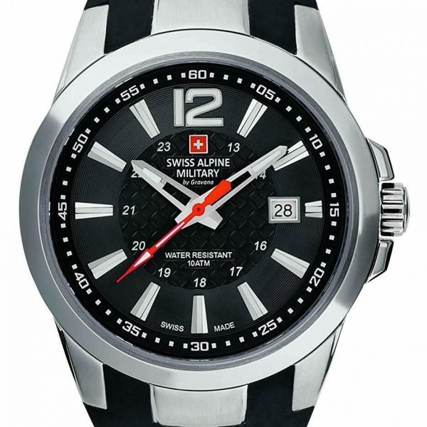 Swiss Alpine Military by Grovana, Men's, Watch, Black 70581837 10ATM, Swiss Made