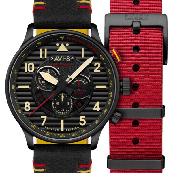 AVI-8 Mens Watch AV-4109-01 Flyboy Spirit of Tuskegee Limited Chrono 44mm 5ATM