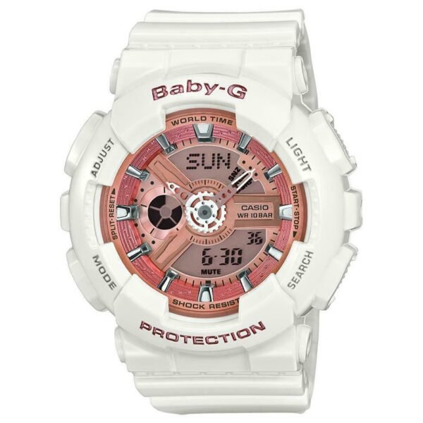 Casio Baby-G White Resin Pink Dial Alarm Chronograph  BA-110-7A1ER