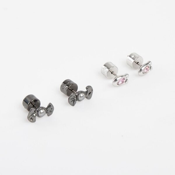 Coach Silver-Toned Brass Candy Gifting Earring Set with Cubic Zirconia and Pearl