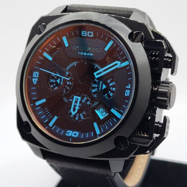 DIESEL MEN'S WATCH BAMF IRIDESCENT CHRONOGRAPH BLACK LEATHER DZ7448
