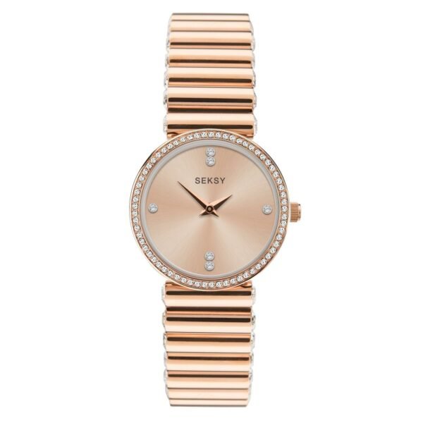 Seksy Edge Quartz Rose Gold Dial Rose Gold Bracelet Ladies Watch 40046