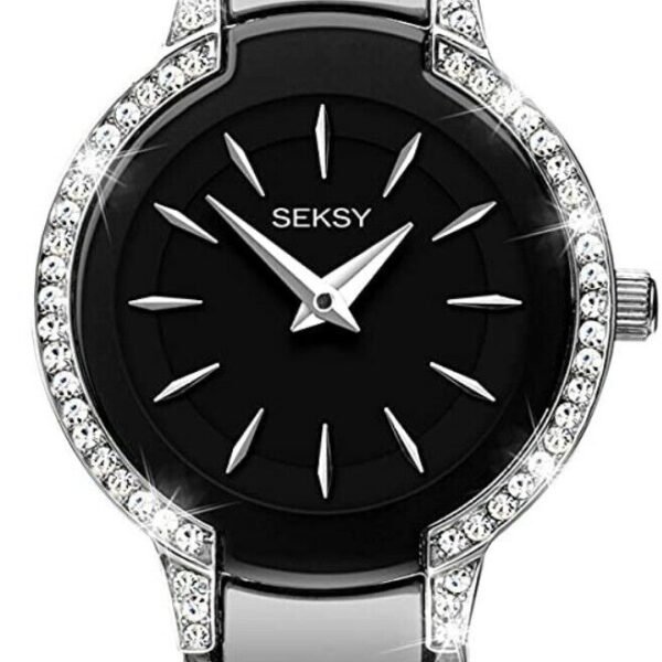 Seksy Ladies Watch Entice Black Stone Set Bracelet 2380